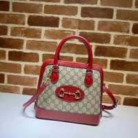 Fashion Gucci GG Supreme Canvas Top Handle Bag 621220 red