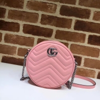 Trendy Design Gucci GG Marmont mini round shoulder bag 550154 Pastel pink