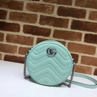 Best Price Gucci GG Marmont mini round shoulder bag 550154 Pastel green