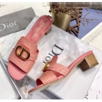 Promotional Dior 30 MONTAIGNE Heeled Slide Sandals in Crocodile Pattern Calfskin CD1407 Pink 2020