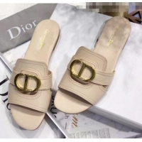 New Design Dior 30 MONTAIGNE Mule Flat Sandals In Smooth Calfskin CD1414 Beige 2020