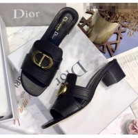 Good Taste Dior 30 MONTAIGNE Heeled Slide Sandals In Smooth Calfskin CD1417 Black 2020