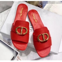 Inexpensive Dior 30 MONTAIGNE Mule Flat Sandals In Smooth Calfskin CD1420 Red 2020