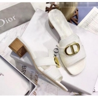 Super Quality Dior 30 MONTAIGNE Heeled Slide Sandals In Smooth Calfskin CD1421 White 2020