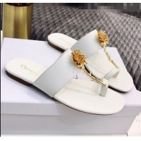 Popular Style Dior Calfskin Jardin Thong Slide Sandal CD2003 White 2020