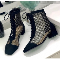 Promotional Dior Naughtily-D Ankle Boot in Metallic Gold-Tone Fishnet and Black Suede Calfskin CD0414 2020