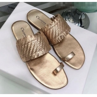 Best Product Dior Wave Sandal in Braided Lambskin CD0417 Gold 2020