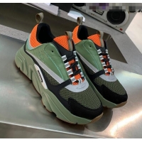 Trendy Design Dior B22 Sneaker in Calfskin And Technical Mesh CD1315 Green/Orange 2020