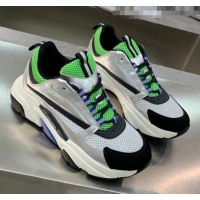 Duplicate Dior B22 Sneaker in Calfskin And Technical Mesh CD1320 Silver/Green 2020