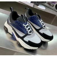 Discount Dior B22 Sneaker in Calfskin And Technical Mesh CD1324 Black/Blue/Dark Grey 2020