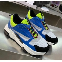 Dior B22 Sneaker in Calfskin And Technical Mesh CD1326 Bright Blue/Fluorescent Green 2020