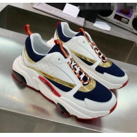 Cheapest Dior B22 Sneaker in Calfskin And Technical Mesh CD1336 White/Navy Blue 2020