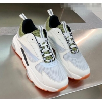 Duplicate Dior B22 Sneaker in Calfskin And Technical Mesh CD1329 White/Olive 2020