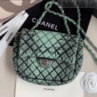 New Design Chanel Quilted Denim Small Flap Bag AS1112 Green 2020