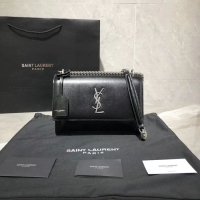 Shop Cheap Yves Saint Laurent Calfskin Leather Shoulder Bag Y542206B black&silver-Tone Metal