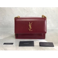 Grade Quality Yves Saint Laurent Calfskin Leather Shoulder Bag Y542206B red