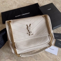 New Fashion Yves Saint Laurent Original Leather Medium Chain Bag 498894 White/Gold