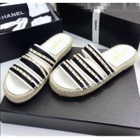 Top Sale Chanel Lambskin Mules Sandals With Chains G35931 Black/White 2020