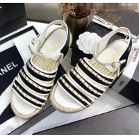 Good Product Chanel Lambskin Flat Sandals With Chains G35931 Black/White 2020