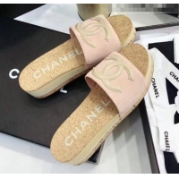 Shop Cheap Chanel Suede & Patent Leather Platform Mules G35799 Pink/Beige 2020