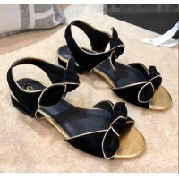 Buy Discount Chanel Lambskin & Velvet Knot Sandals G35298 Black 2020