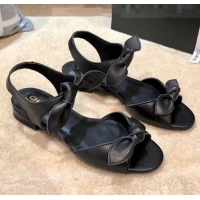 New Product Chanel Lambskin Knot Sandals G35298 Black 2020