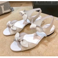 AAAAA Discount Chanel Lambskin Knot Sandals G35298 White 2020