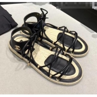 Best Cheap Chanel Kidskin Leather Sandals G36176 Black 2020