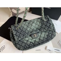 Grade Quality Chanel Quilted Denim Large Flap Bag AS1114 Green