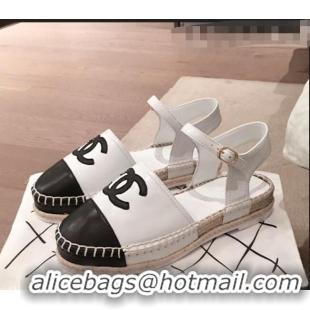 Cheapest Chanel Lambskin Flat Espadrilles G36184 White 2020