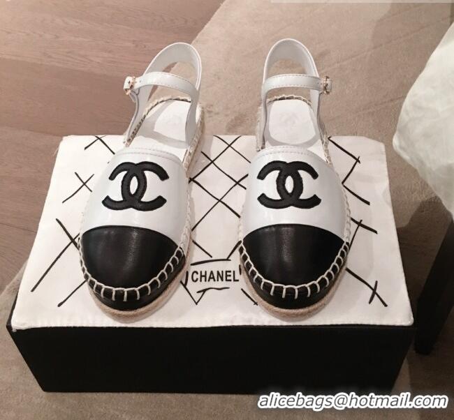 Cheapest Chanel Lambskin Flat Espadrilles G36184 White 2020