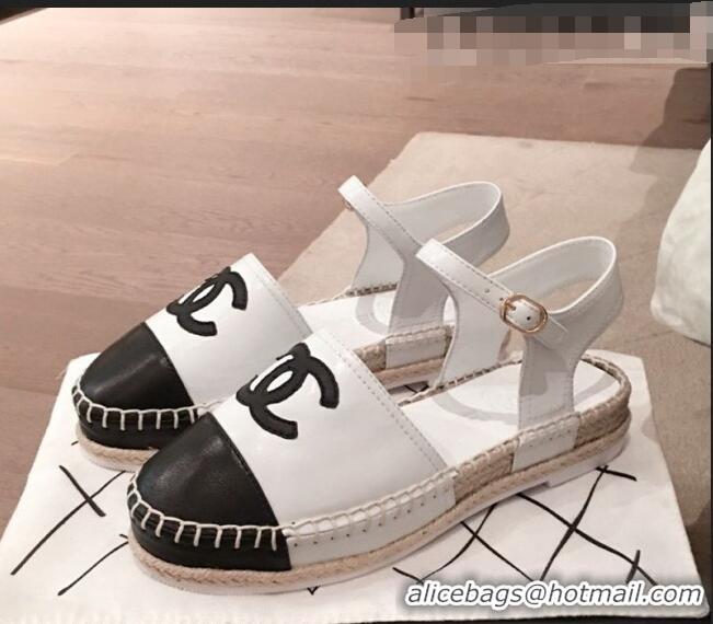 Cheapest Chanel Lambskin Flat Espadrilles G36184 White 2020