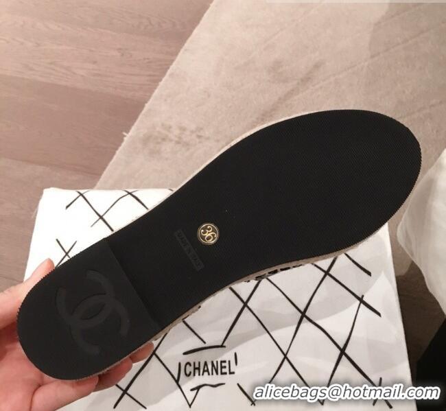 Wholesale Imitation Chanel Lambskin Flat Espadrilles G36184 Black 2020