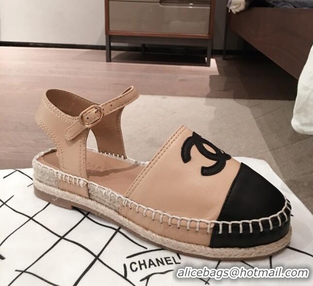 Free Shipping Discount Chanel Lambskin Flat Espadrilles G36184 Beige 2020