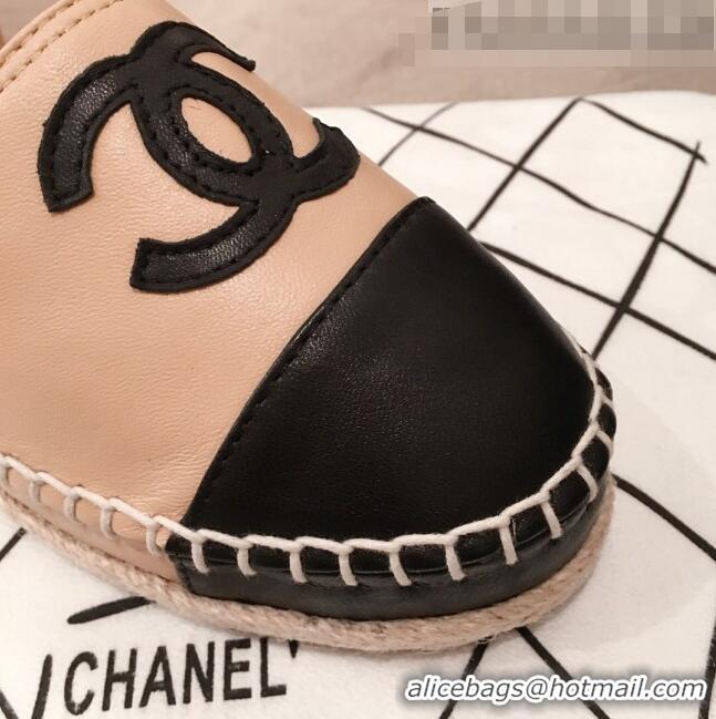 Free Shipping Discount Chanel Lambskin Flat Espadrilles G36184 Beige 2020