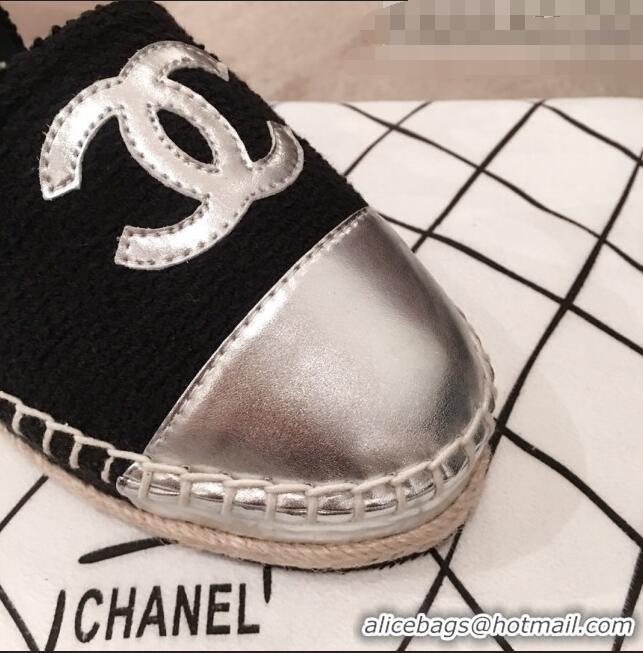 Newly Launched Chanel Tweed Flat Espadrilles G36184 Black 2020