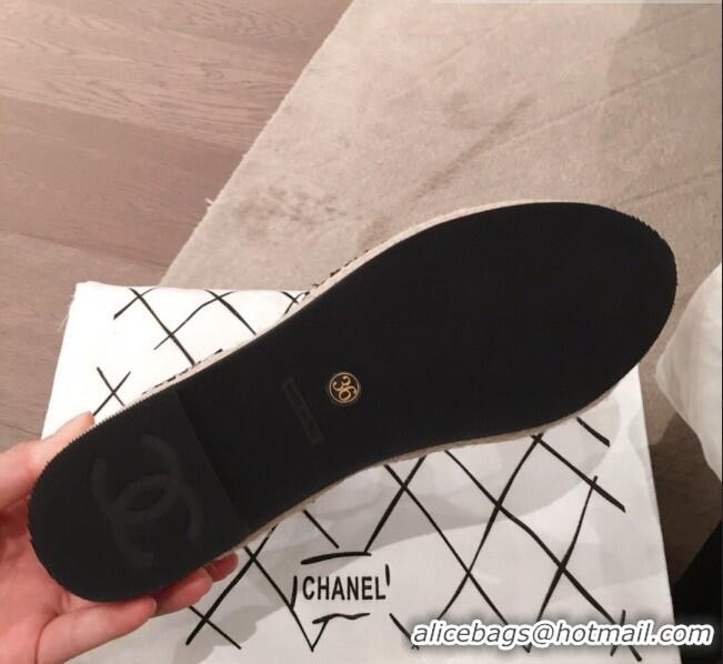 Newly Launched Chanel Tweed Flat Espadrilles G36184 Black 2020