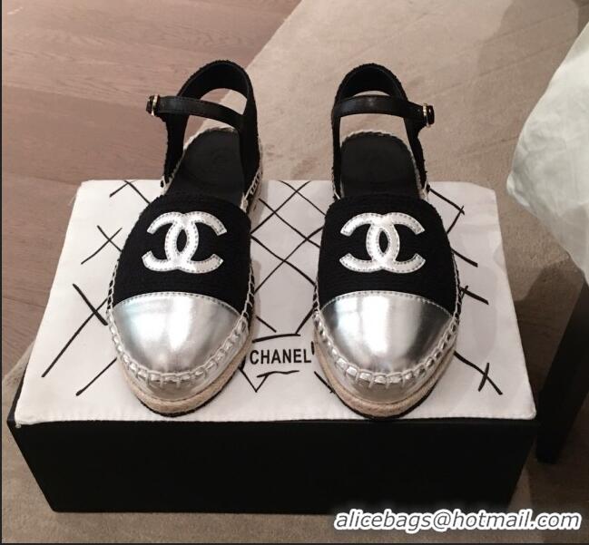 Newly Launched Chanel Tweed Flat Espadrilles G36184 Black 2020