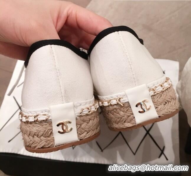 Spot Bulk Chanel Canvas Lace-Ups Espadrille Sneakers G36140 White 2020