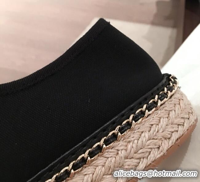 Top Quality Chanel Canvas Lace-Ups Espadrille Sneakers G36140 Black 2020