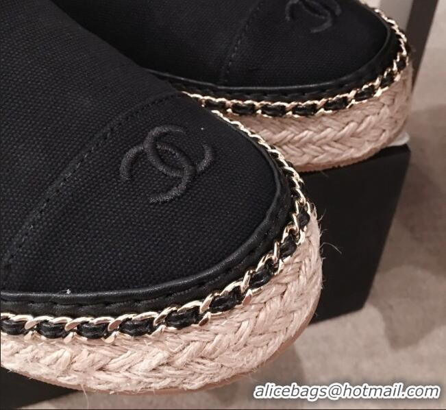 Modern Classic Chanel Check Tweed Lace-Ups Espadrille Sneakers G36140 Black 2020