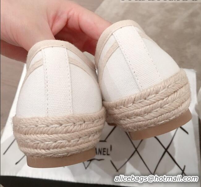 High Quality Chanel Vintage Canvas Label Espadrille Sneakers G62856 White 2020