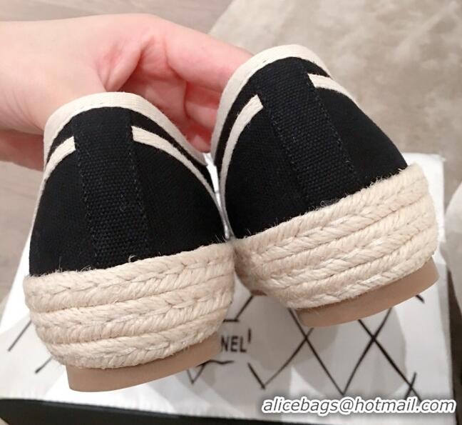 Buy Cheap Chanel Vintage Canvas Label Espadrille Sneakers G62856 Black 2020