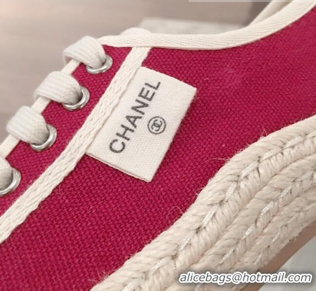 Inexpensive Chanel Vintage Canvas Label Espadrille Sneakers G62856 Red 2020