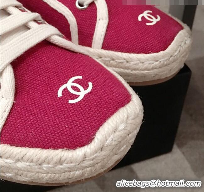 Inexpensive Chanel Vintage Canvas Label Espadrille Sneakers G62856 Red 2020