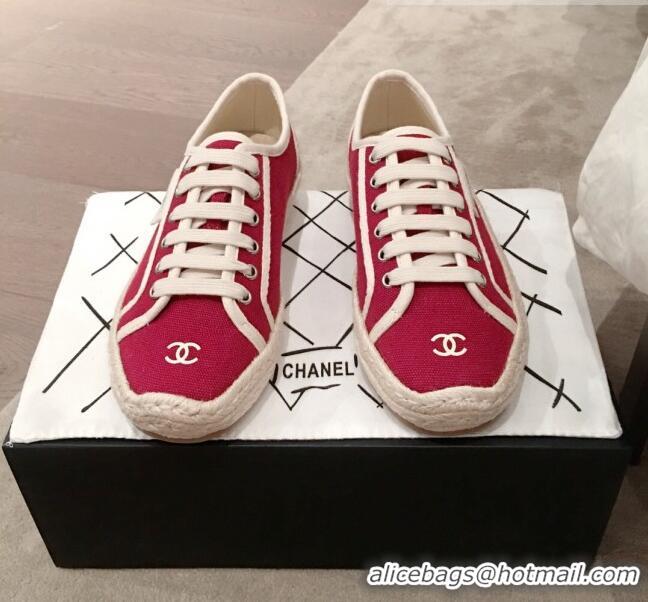 Inexpensive Chanel Vintage Canvas Label Espadrille Sneakers G62856 Red 2020