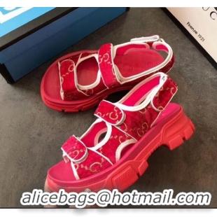 Cheap Wholesale Gucci GG Velvet Sporty Sandal C62406 Red 2020