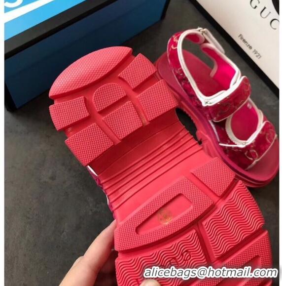 Cheap Wholesale Gucci GG Velvet Sporty Sandal C62406 Red 2020