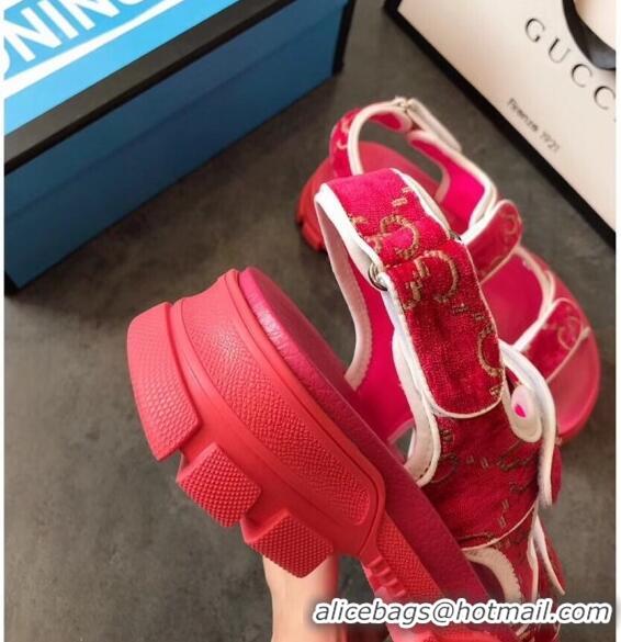 Cheap Wholesale Gucci GG Velvet Sporty Sandal C62406 Red 2020