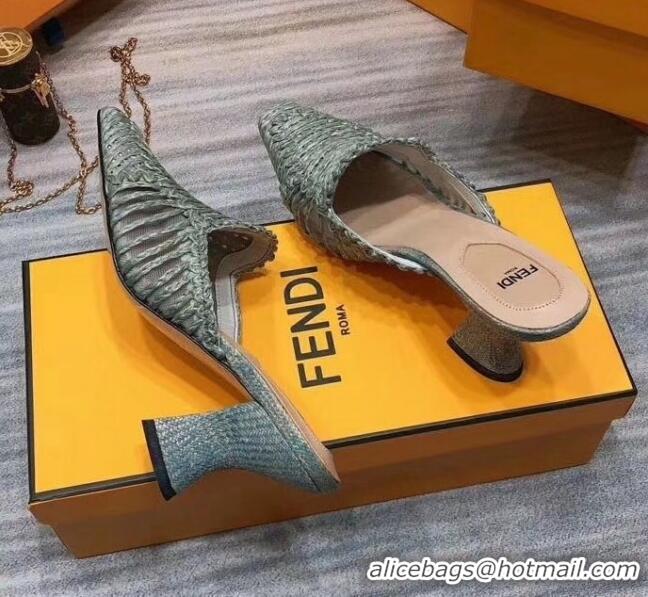 Classic Faux Fendi Woven High Heel Mules Sandals F33104 Green 2020